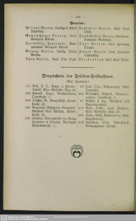Verzeichnis der Telefon-Teilnehmer
