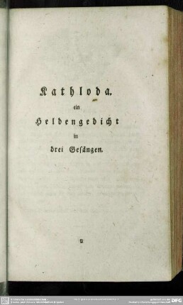 Kathloda. ein Heldengedicht in drei Gesängen