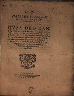 Miscellaneae ex D. veteri conclusiones