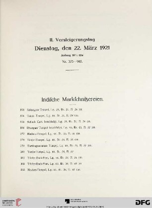 Indische Markschnitzereien (Nr. 373-383)