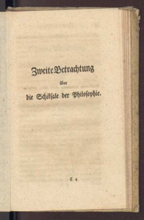 Zweite Betrachtung über die Schiksale der Philosophie