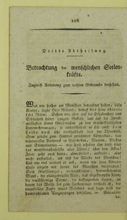 Dritte Abtheilung. Betrachtung der menschlichen Seelenkräfte