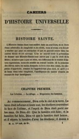 Histoire Ancienne : cours de sixième, 1. Histoire sainte