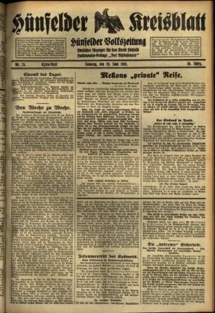 Dritte Ausgabe vom Samstag, den 20. Juni 1931.
