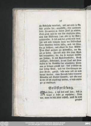 Selbstprüfung.