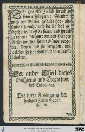 Der ander Theil dieses Büchleins und Tractation des Catechismi.
