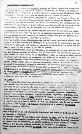 42-45, Las categorías gramaticales