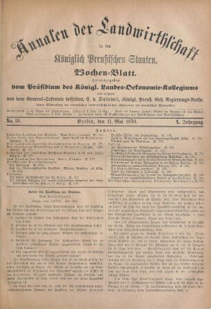 No. 19. Berlin, den 11. Mai 1870. X. Jahrgang.