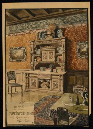 Speisezimmer englischer Renaissance: Innenraumperspektive
