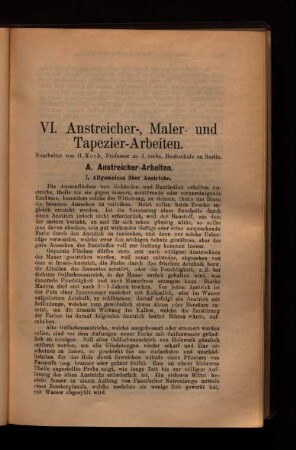 VI. Anstreicher-, Maler- und Tapezier-Arbeiten.