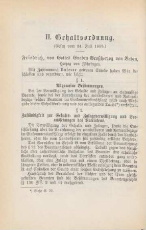 II. Gehaltsordnung (Gesetz vom 24. Juli 1888)