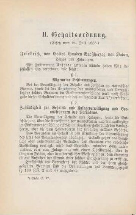 II. Gehaltsordnung (Gesetz vom 24. Juli 1888)