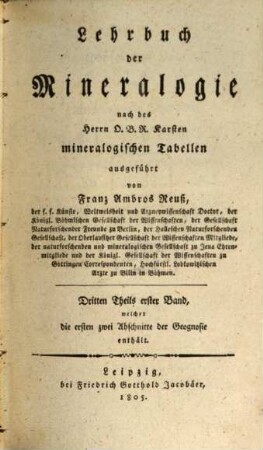 Handbuch der Geognosie. 1