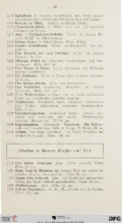 Arbeiten in Bronze, Kupfer und Zinn (Nr. 1232-1245)