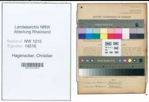 Entnazifizierung Christian Hagenacker , geb. 13.02.1887 (Bergmann)