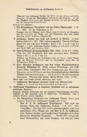 C. Hoffmanns Beziehungen zu einzelnen Personen und zu zusammengehörigen Paaren