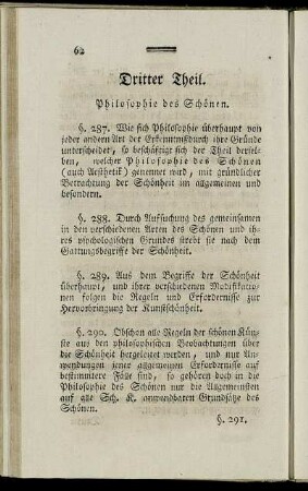 Dritter Theil. Philosophie des Schönen.