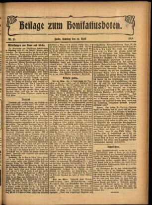 Zweite Ausgabe vom Sonntag, den 24. April 1910.