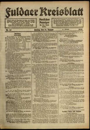 Ausgabe vom Freitag, den 31. Januar 1919.