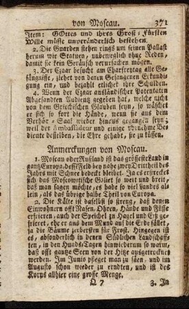 Anmerckungen von Moscau.