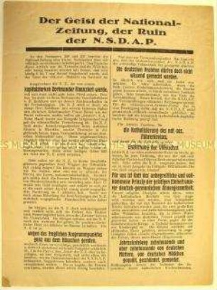 Programmatischer Propagandaaufruf der Völkisch-revolutionären Arbeiter-Partei gegen die NSDAP.