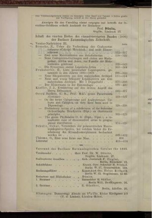 Vorstand des Berliner Entomologischen Vereins für 1895.