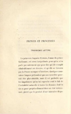 Princes et princesses. Troisième lettre