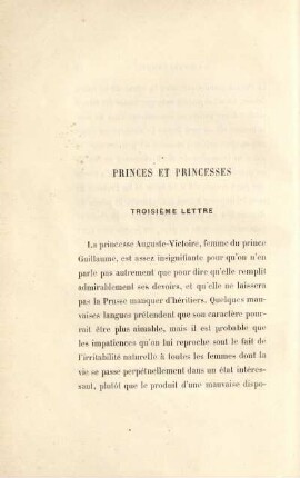 Princes et princesses. Troisième lettre