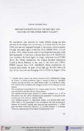 Brāhmī inscriptions on the history and culture of the upper indus valley