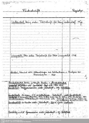 Festschrift Register - Ladendorf, Heinz