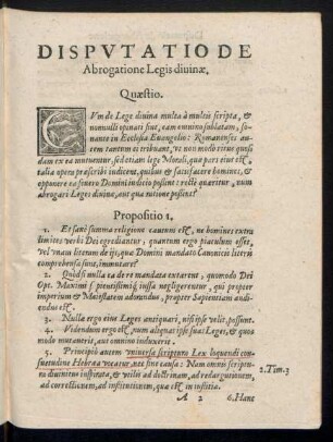 Disputatio De Abrogatione Legis divinae.