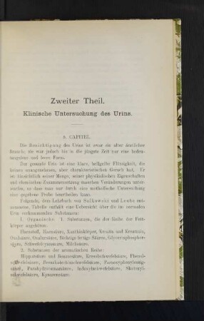 Zweiter Theil. Klinische Untersuchung des Urins.
