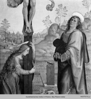 Christus am Kreuz mit Maria, Magdalena und Johannes dem Evangelisten