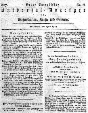 No. 15, Mittwoch, den 15. April 1807
