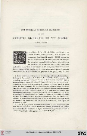 3. Pér. 4.1890: Une nouvelle source de documents sur les artistes dijonnais du XVe siècle, 1