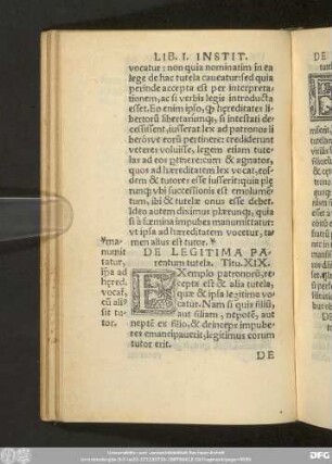 De Legitima Parentum tutela. Titu. XIX.