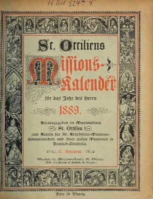 Sankt Ottiliens Missionskalender. 2. 1889