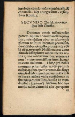 Secundo De salvatore nostro Iesu Christo.
