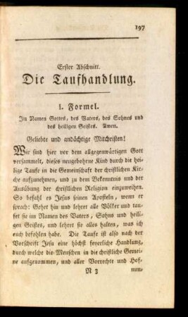 Erster Abschnitt. Die Taufhandlung