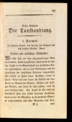 Erster Abschnitt. Die Taufhandlung