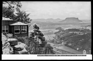 Sächsische Schweiz, Blick von der Bastei auf das Elbtal und Lilienstein