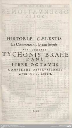 HISTORIAE CAELESTIS ... LIBER OCTAVUS ...