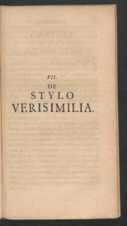 VII. De Stylo Verisimilia.