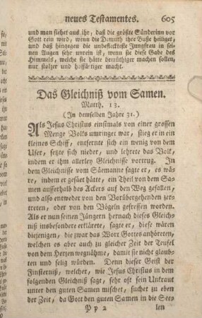 Das Gleichniß vom Samen. Matth. 13.