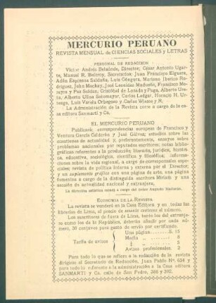 "Mercurio Peruano" - [Pie de imprenta]