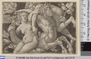 Triton mit zwei Nereiden und Blattwerk, Quer-Füllung