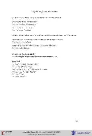 Vertreter der Akademie in wissenschaftlichen Institutionen