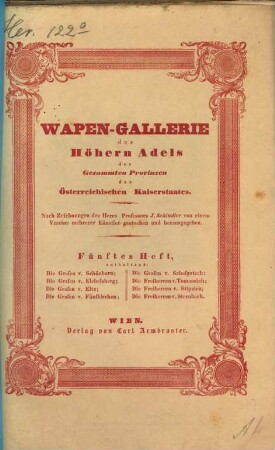 Wapen-Gallerie des Höhern Adels der gesammten Provinzen des Österreichischen Kaiserstaates. 5
