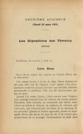 Deuxième audience (Mardi 25 mars 1919)