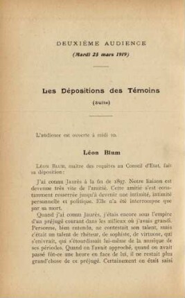 Deuxième audience (Mardi 25 mars 1919)